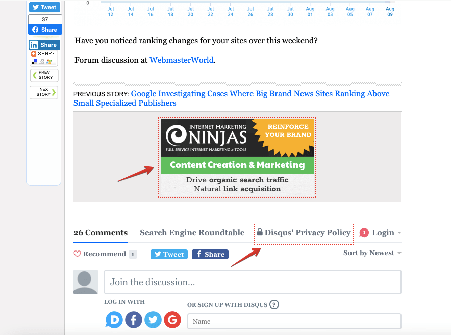 Von einem Plugin hervorgehobene Nofollow Links
