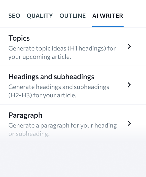 Generate compelling headings (h1-h3) and entire sections of text