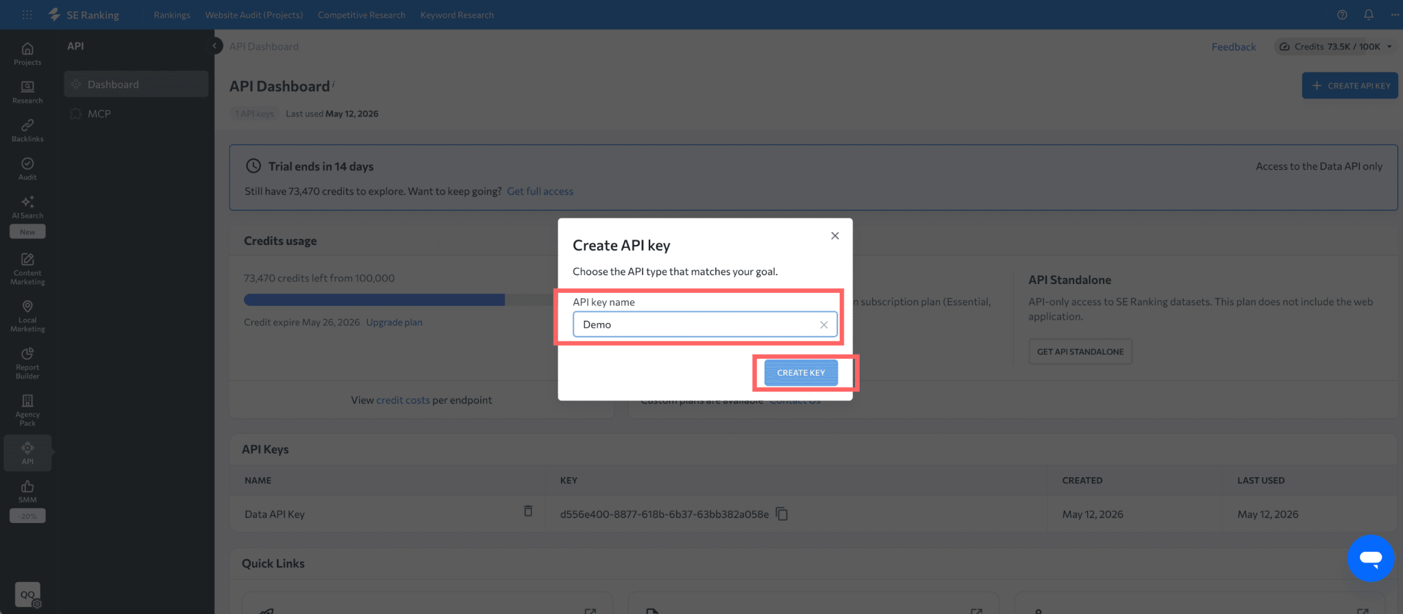 Getting started - SE Ranking Data API Documentation