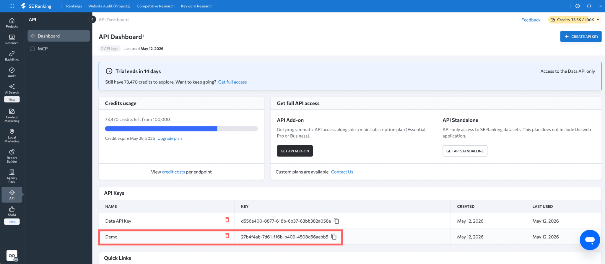 Sits Api Getting API access - SE Ranking API Documentation