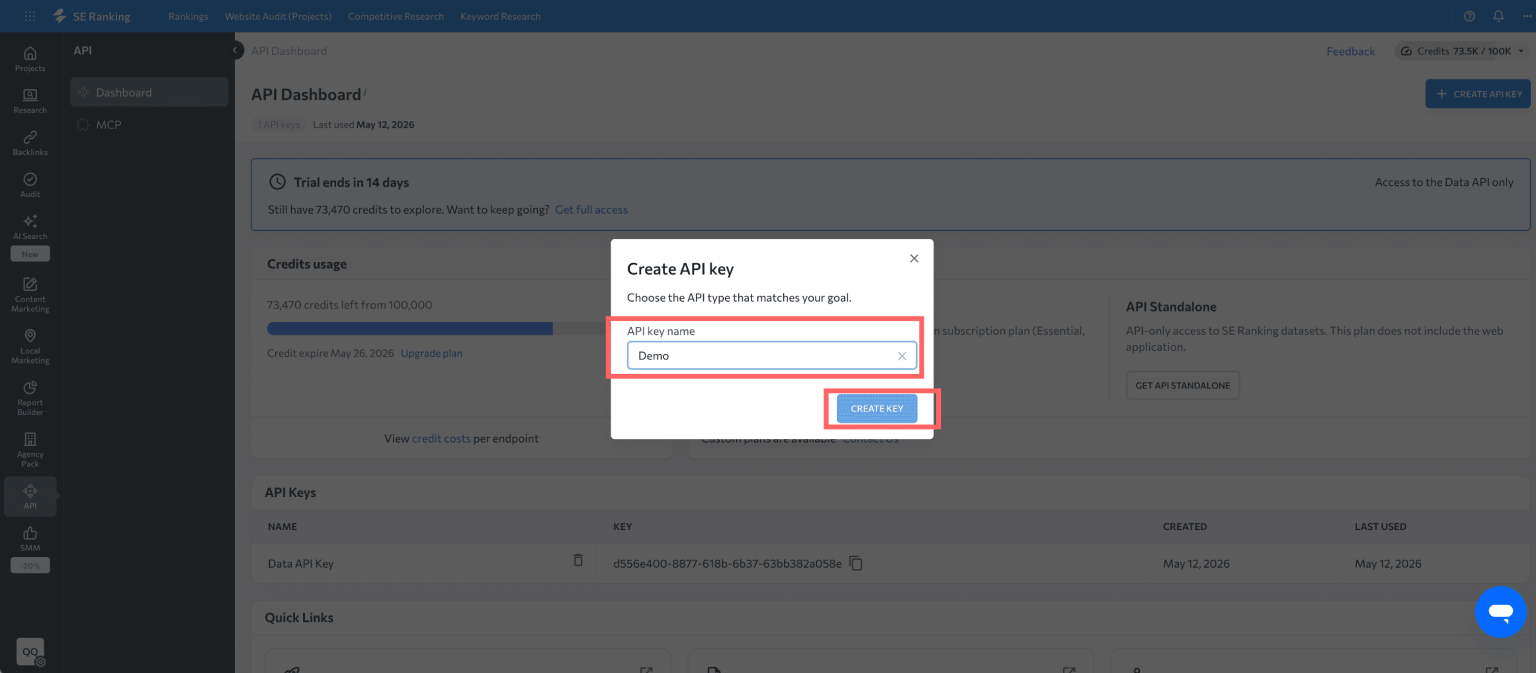 Getting API access - SE Ranking API Documentation